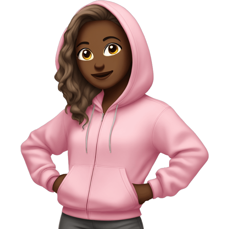 dancing-white-brunette-hair-girl-pink-oversized-hoodie-brown-eyes-tracksuit emoji