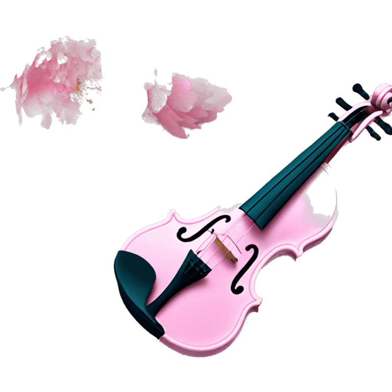 soft pastel pink violin with peonies and glitter emoji