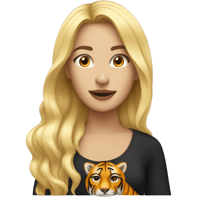 blonde woman with tiger emoji