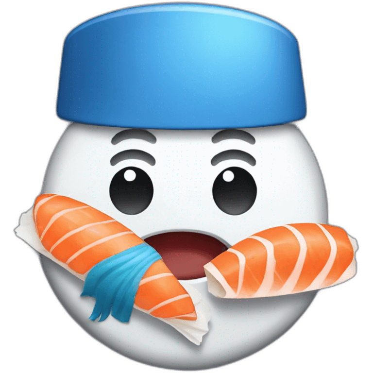 Chat bleu qui mange des sushis emoji