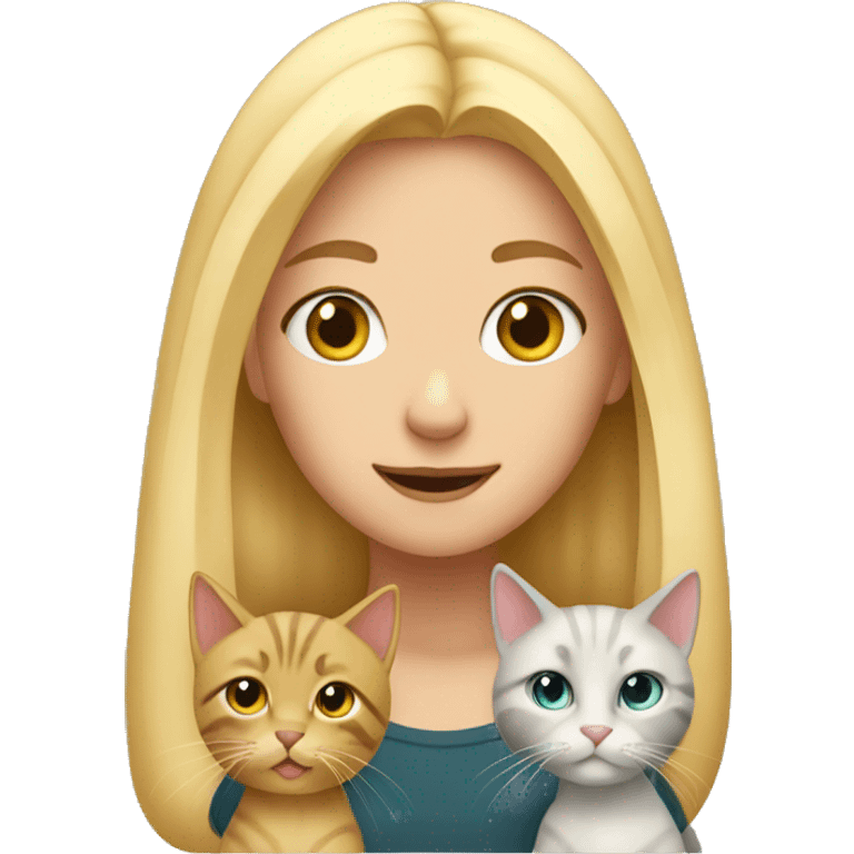 blond girl and cats  emoji