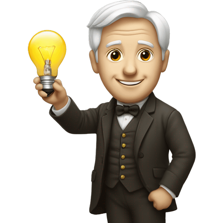 THOMAS EDISON HOLDING A LIGHT BULB emoji