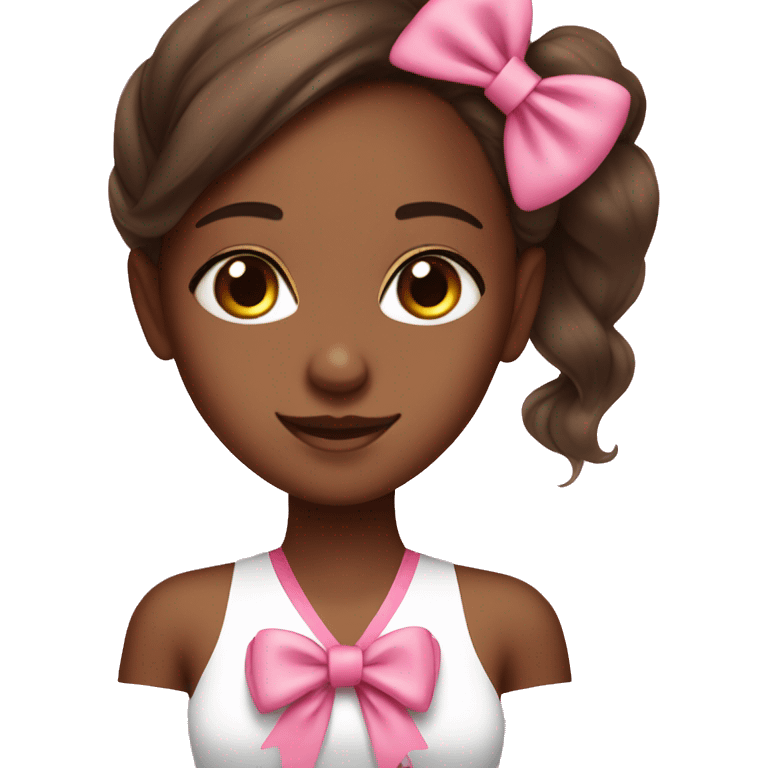 brown skin care girl with pink bow emoji