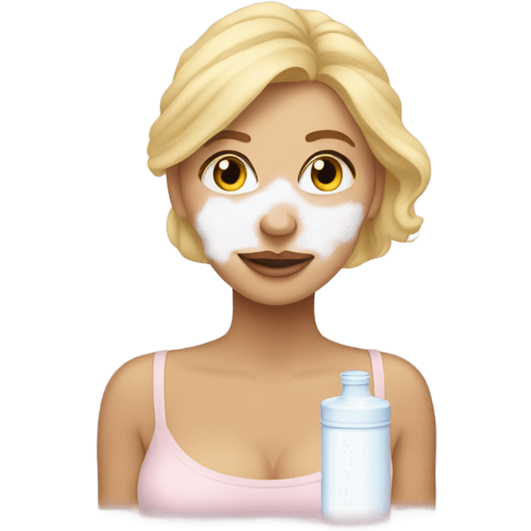 Blonde woman with baby powder on nose emoji