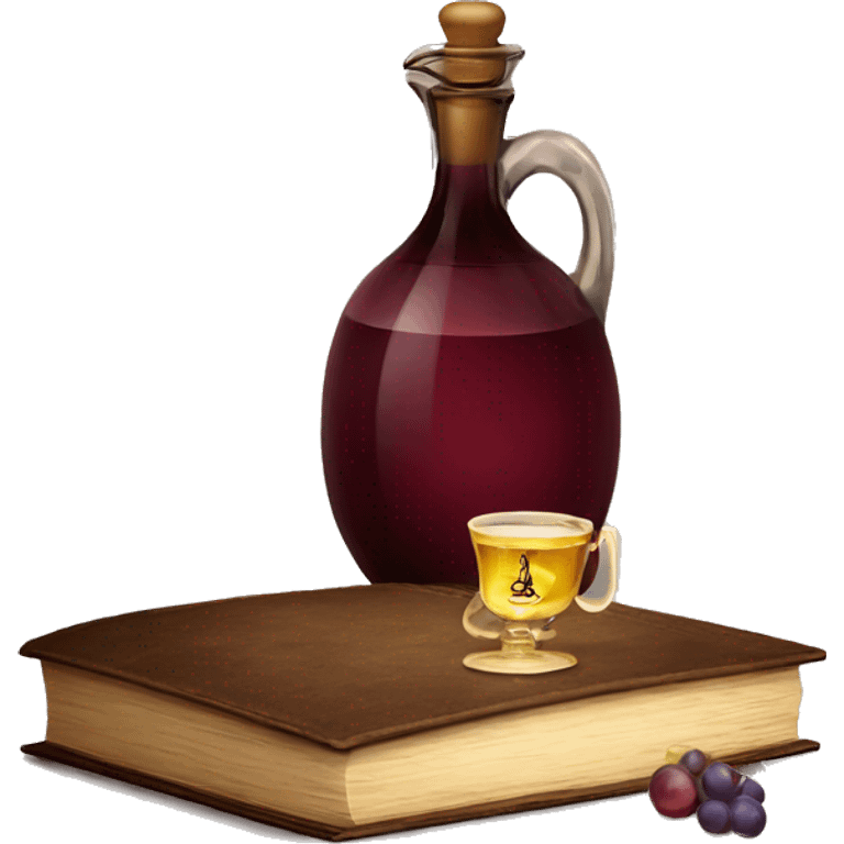 vintage carafe of wine with book emoji