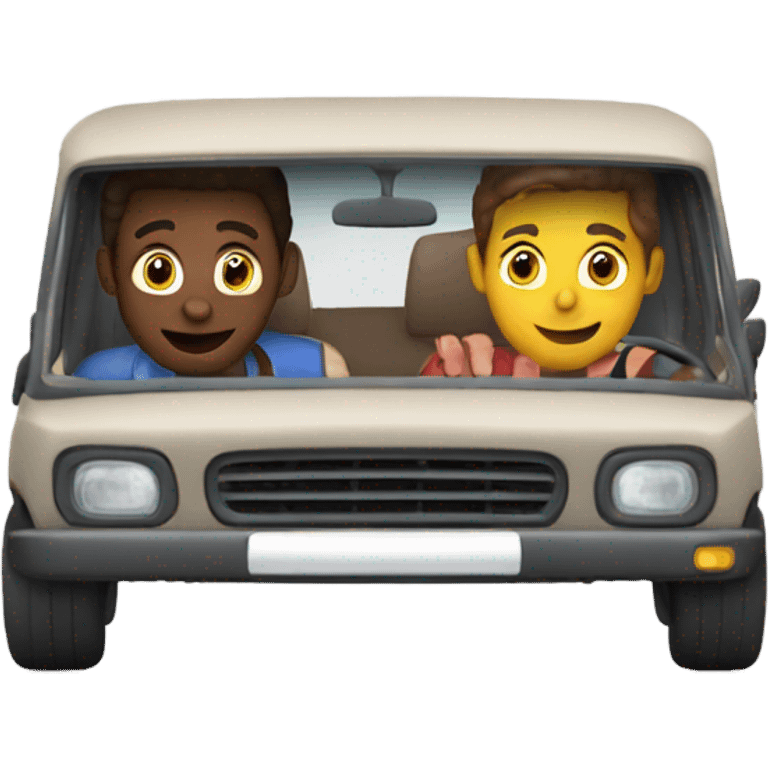 2 friends looking for the third friend driving emoji