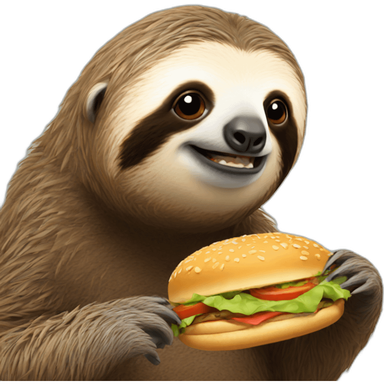 sloth eating burger emoji