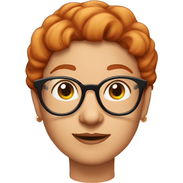 Grandma emoji, wearing cat-eye shaped rim glasses and red hair emoji