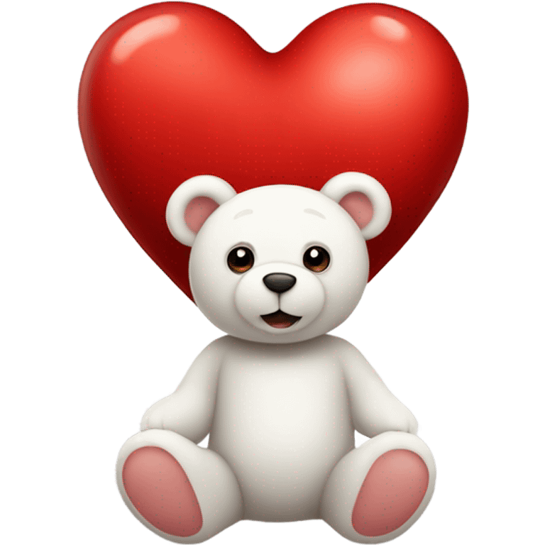 Large heart with small white teddy bear emoji