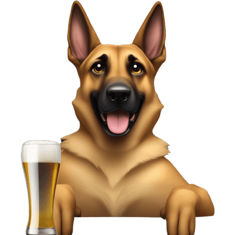 Malinois qui bois une bière sur un fauteuil  emoji