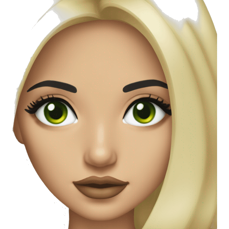 Kylie Jenner with green eyes blonde hair emoji