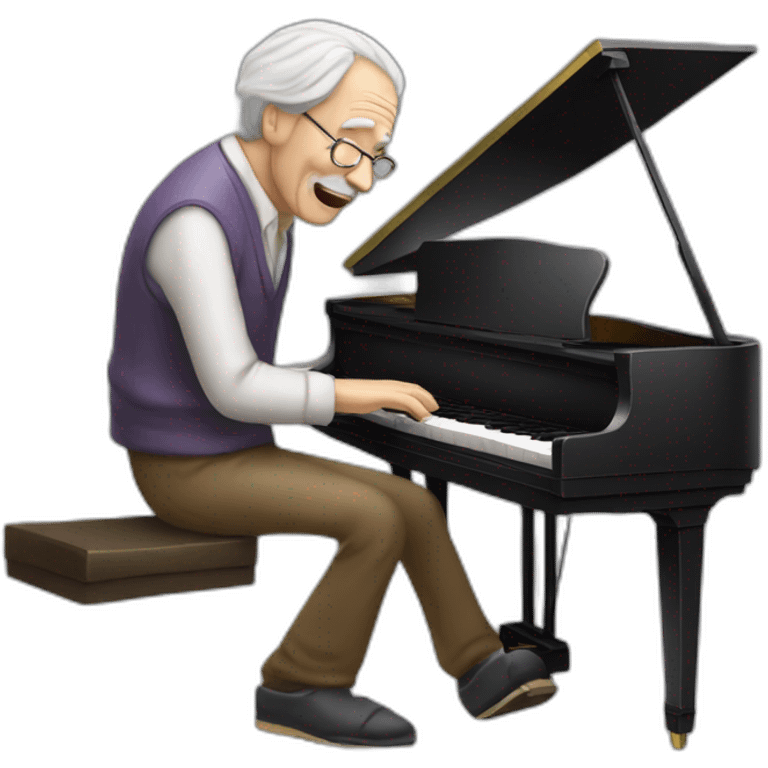 piano played by an old man tinking about notes in his head emoji