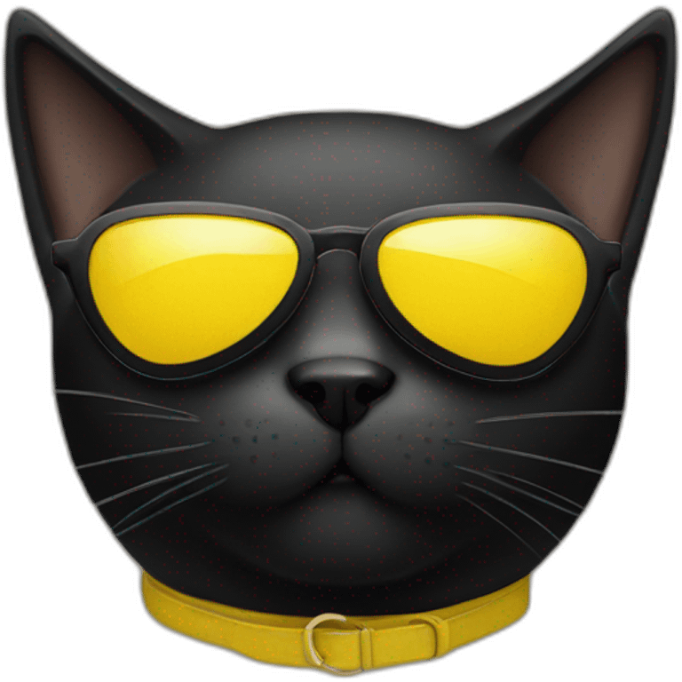 black cat with yellow triangle sunglasses emoji