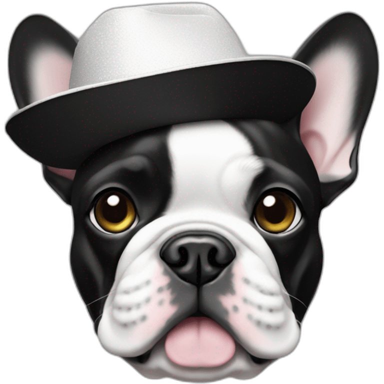 French bulldog with Schweppes hat black and white emoji