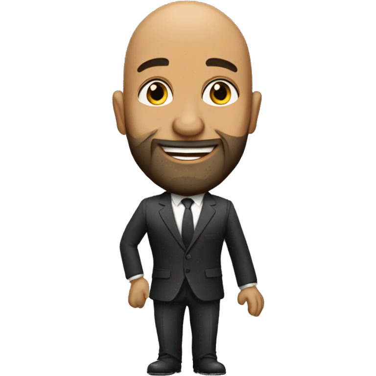 a bald brazilian man with a beard, wering a suit, singer, jazz emoji