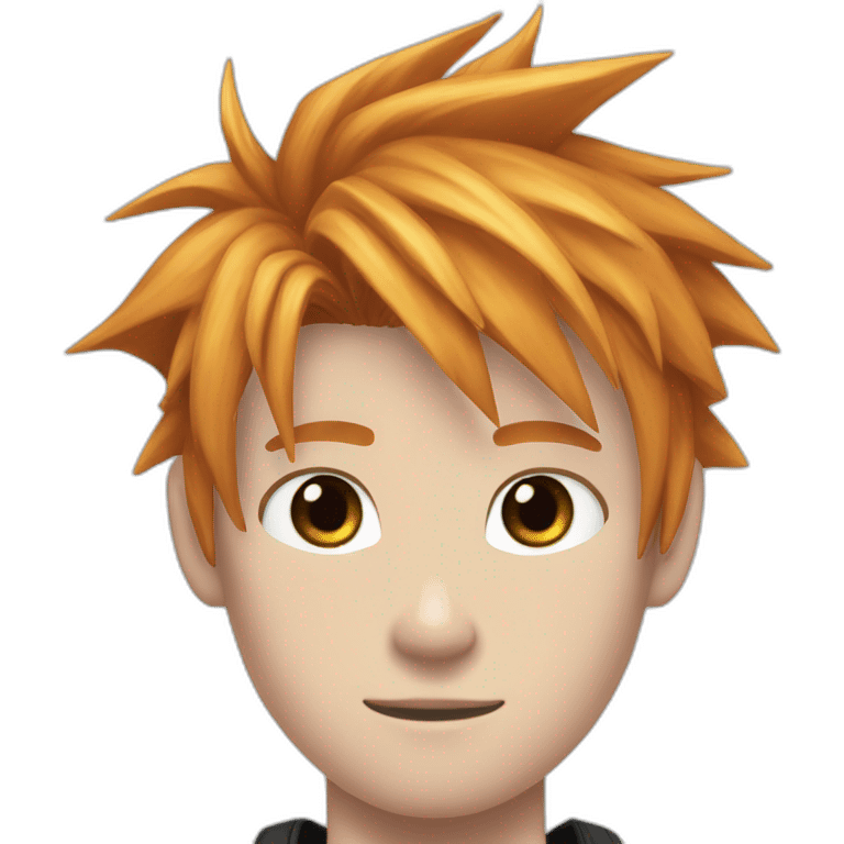 Ginger hair and freckles. Cloud strife. Black ninja clothes emoji