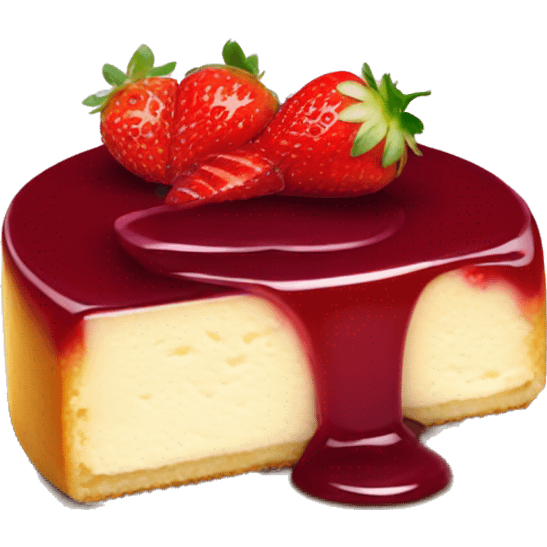 Cheese cake with strawberry and jam topping emoji