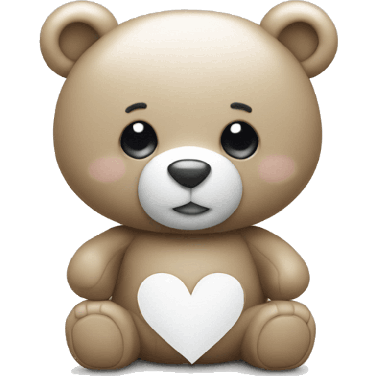 white heart, teddy bear emoji