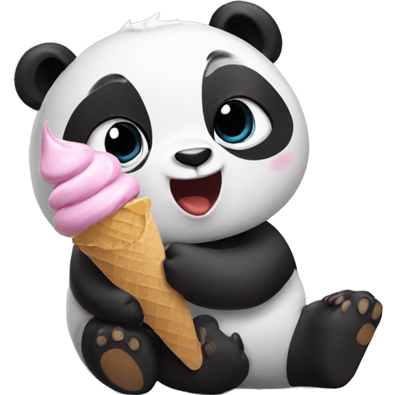 Panda eating ice cream emoji