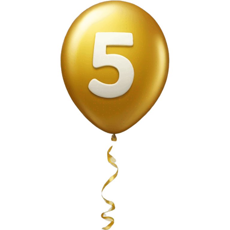 Number 5 Golden balloon emoji