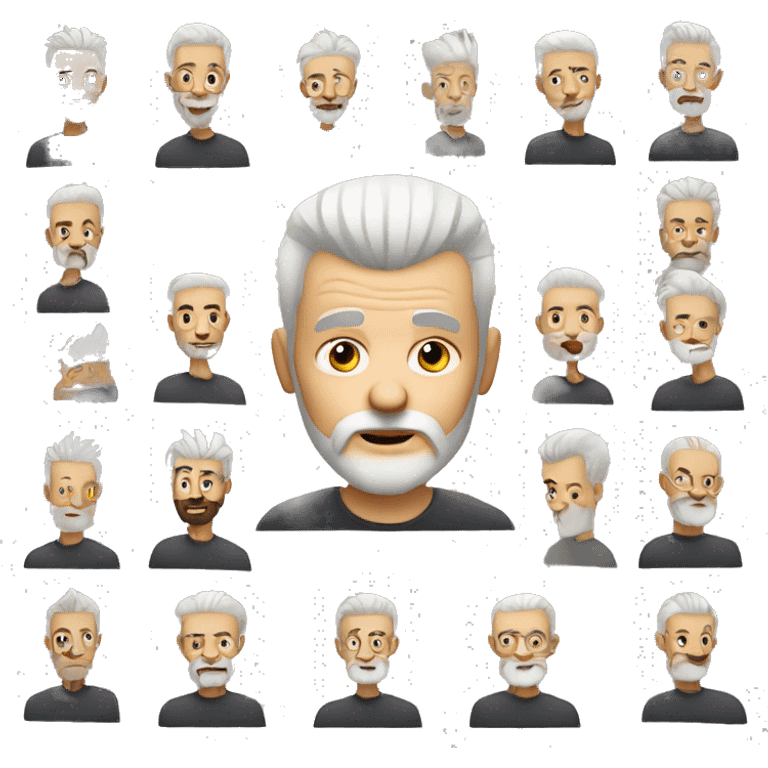 European, white Mohawk hairstyle, full beard, elderly man. emoji