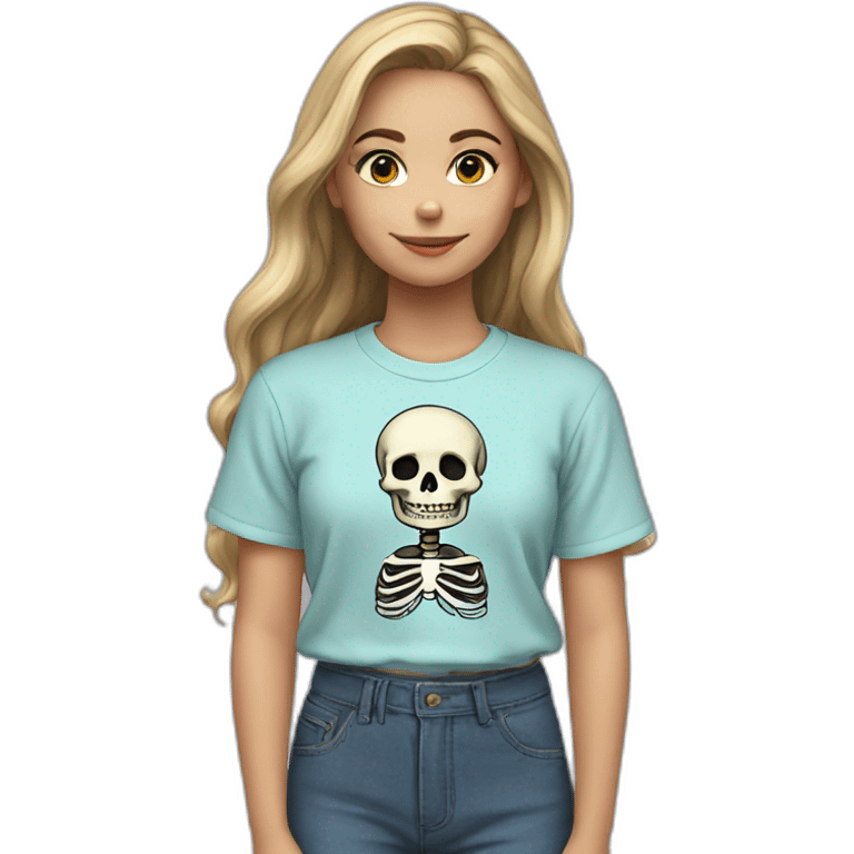 girl waering skeleton shirt emoji