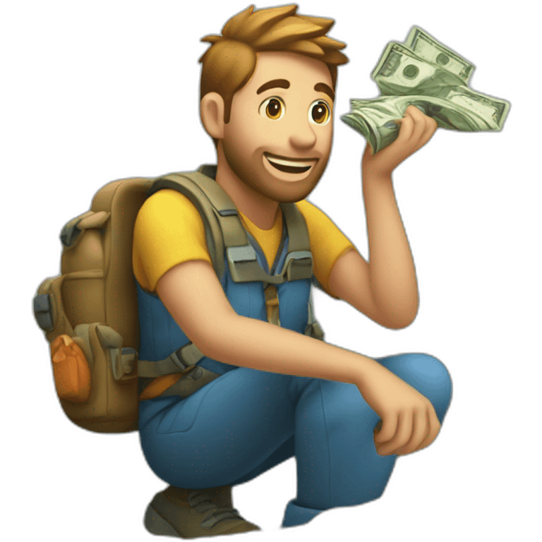 Extracting money from mountain emoji