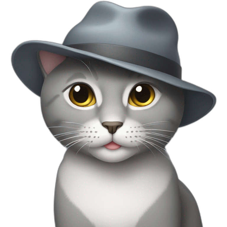 Grey cat with a hat emoji