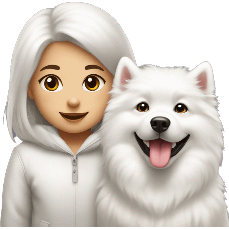 Samoyed and baby gorl emoji