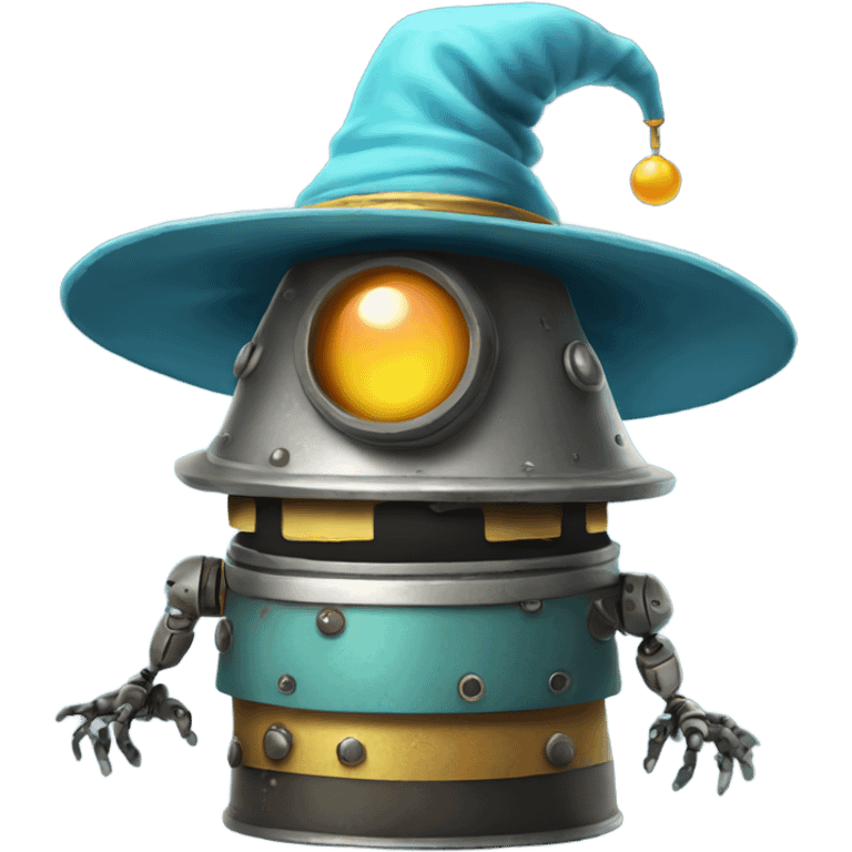 cute robot in a wizard's hat emoji