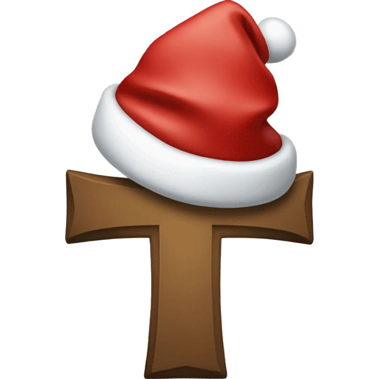 Cross with a Santa hat hanging on it emoji