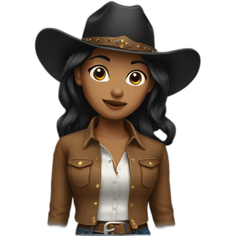 cowgirl straight black hair emoji