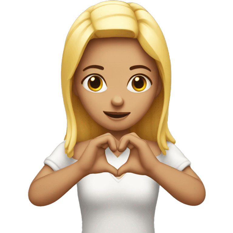 girl making love heart with hands emoji