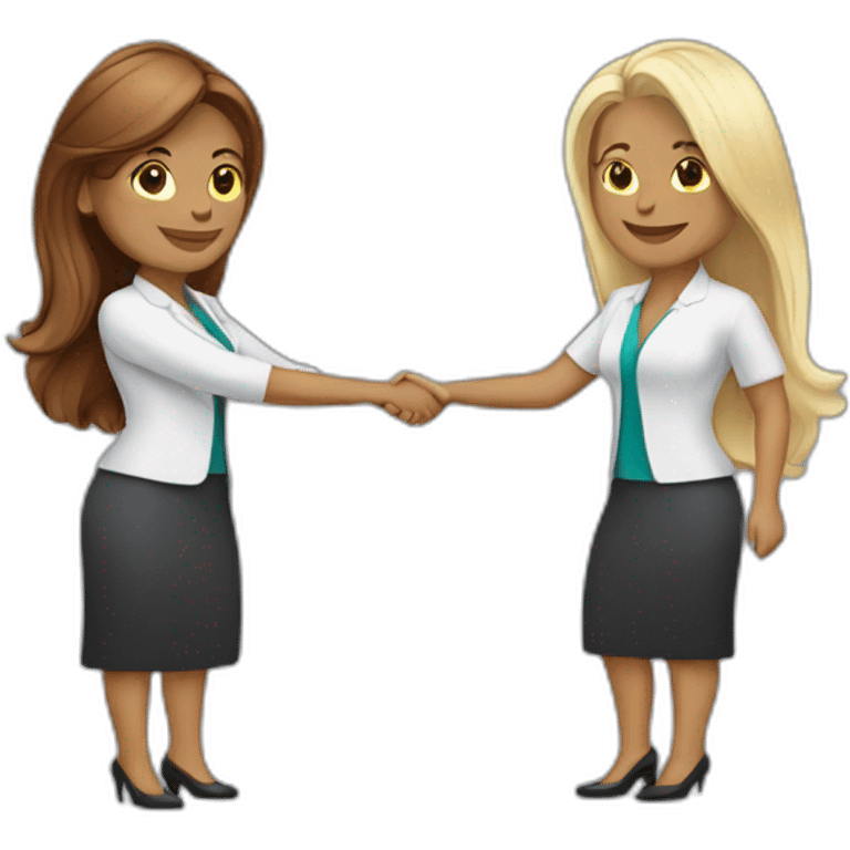 two white business women with different hair colors shaking hands emoji