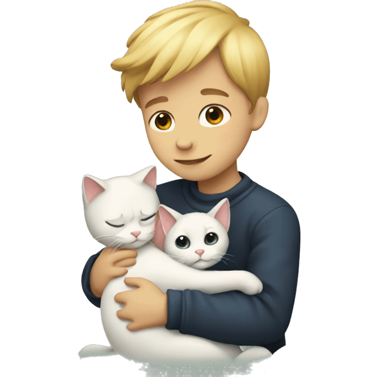 kid hugging cat emoji