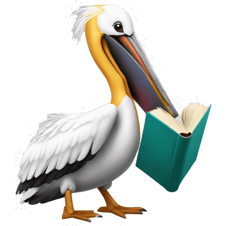 Pelican with book emoji