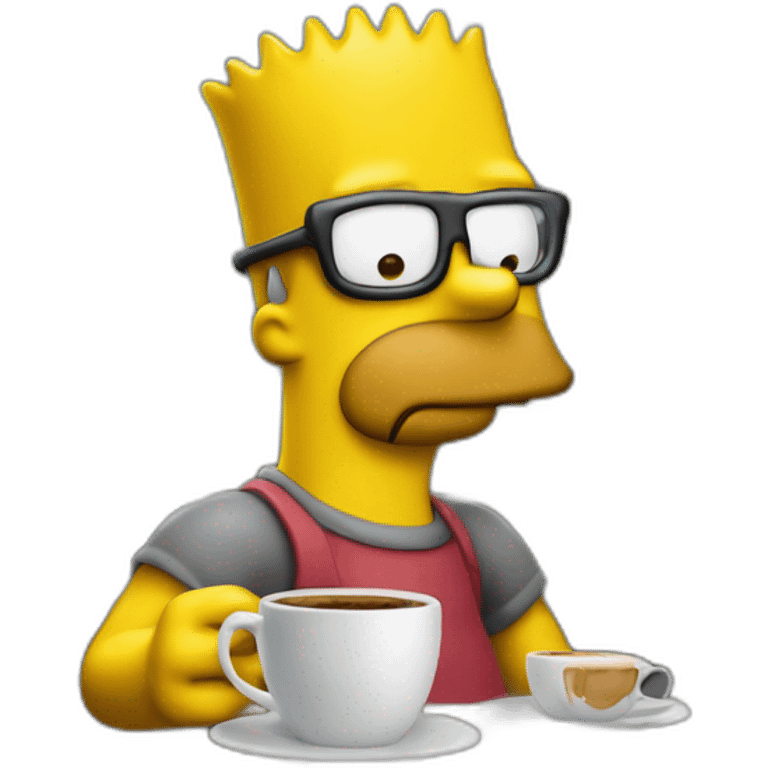 Bart Simpson TOMANDO CAFÉ emoji