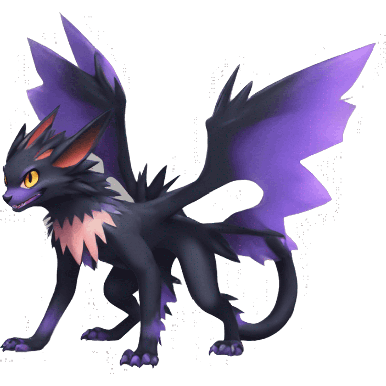 Edgy Cool Fluffy Shadow type Nargacuga-Noivern-Pokémon-fusion-cat Full Body emoji