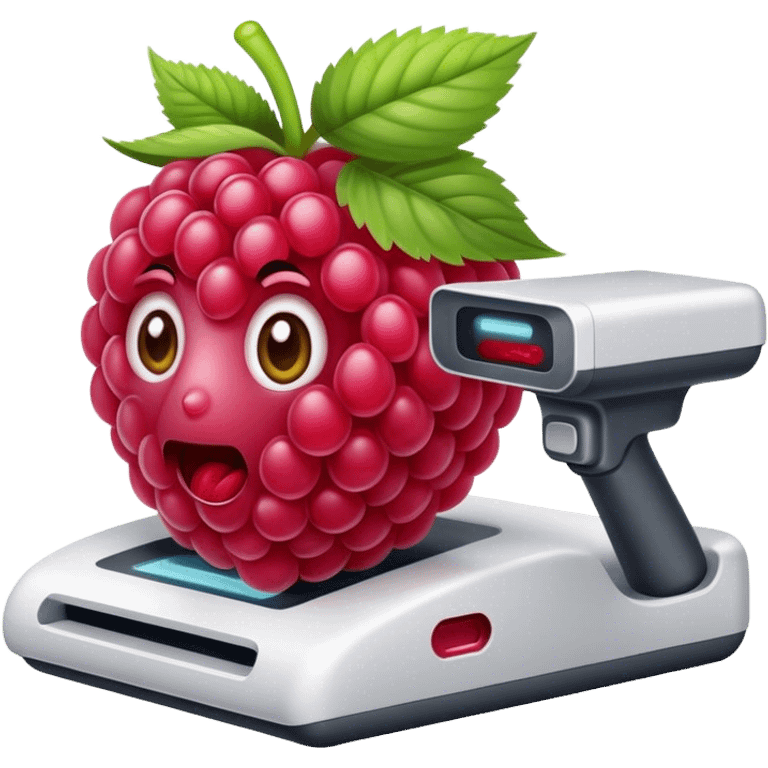 A raspberry scanning for a food with a scanner emoji