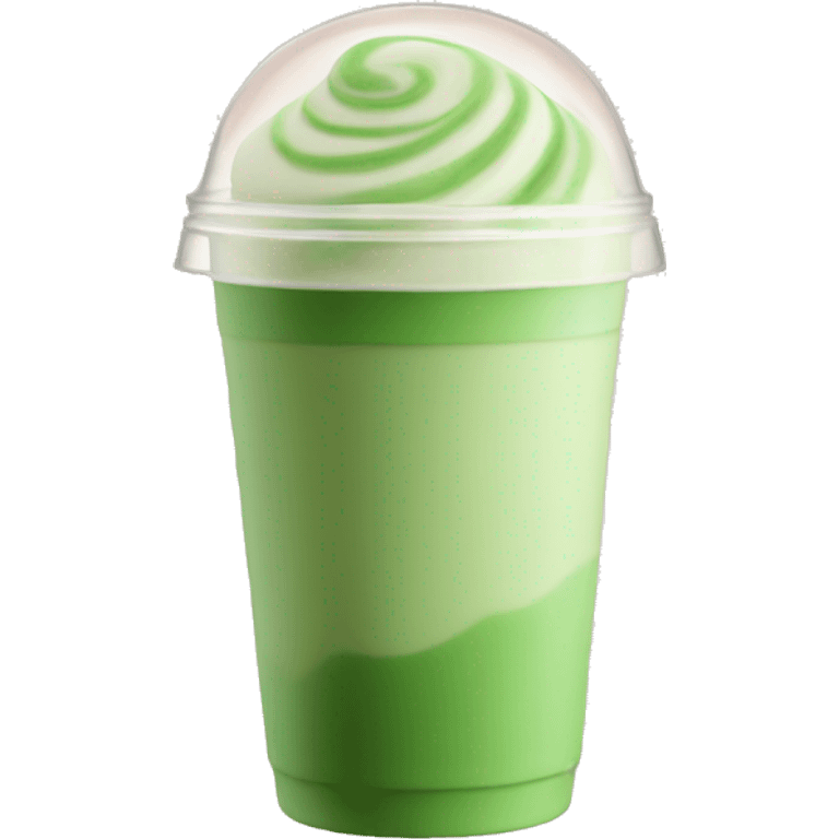 Aesthetic matcha latte with flat lid and ice emoji