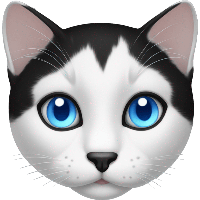 Black and white cat with blue eyes emoji