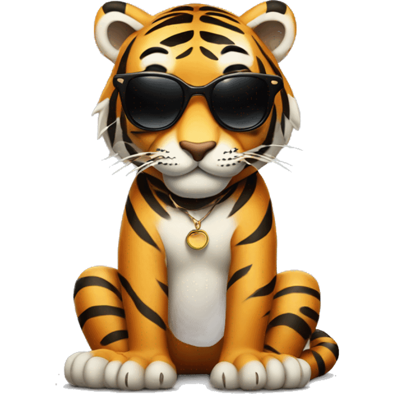 tiger crossing legs in sunglasses  emoji