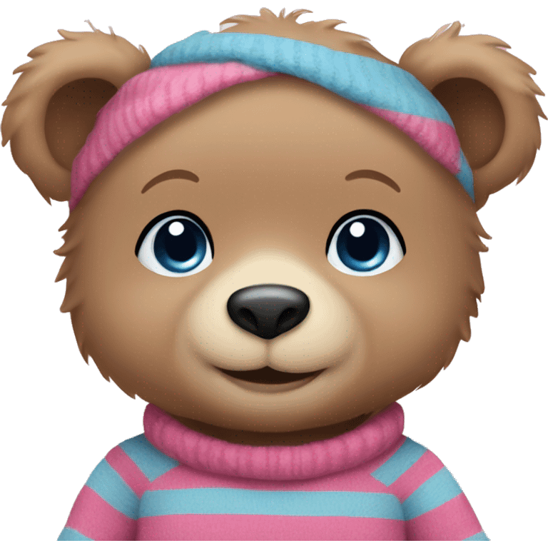 baby bear waering pink and blue stripe sweater emoji