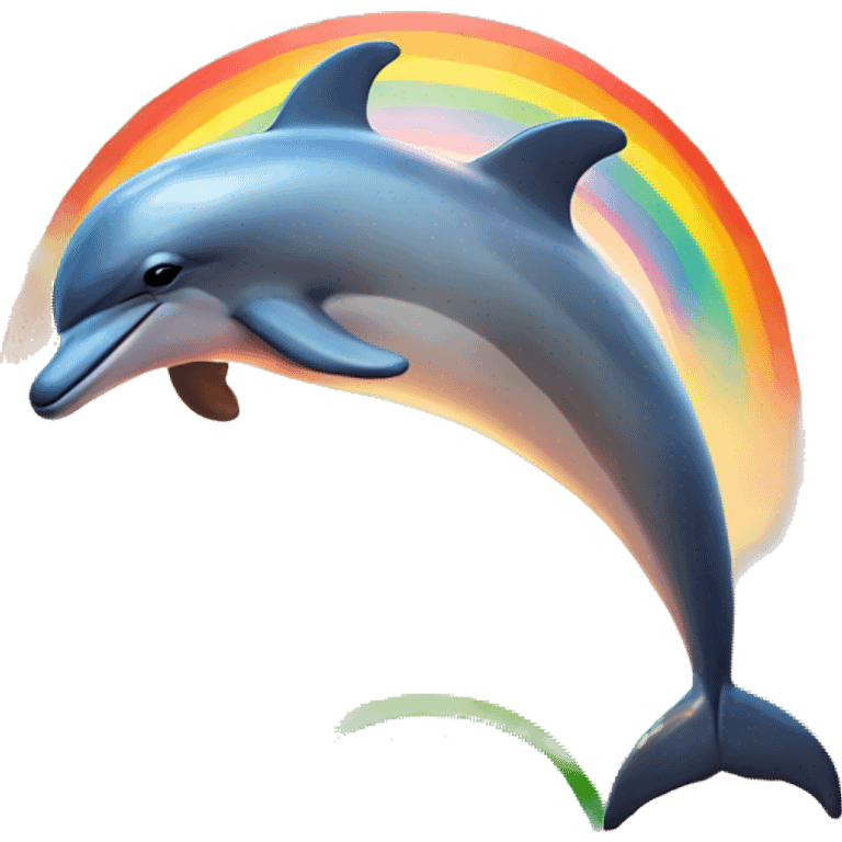 Dolphin in sunset with rainbows emoji