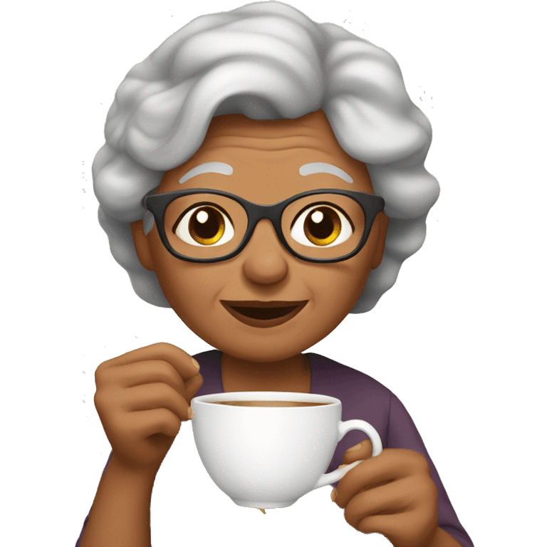 Grandma drinking tea emoji