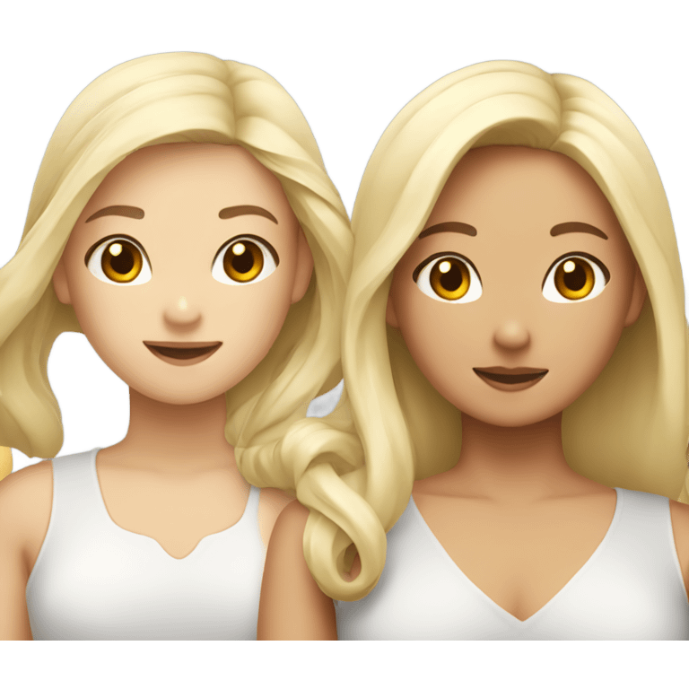 two asian girls and two blonde girls emoji