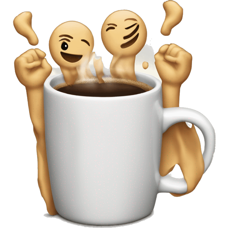 Coffee mugs clinked together in cheers. emoji