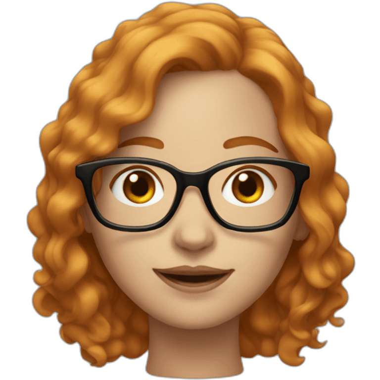 white woman with short wavy ginger hair and square glasses emoji