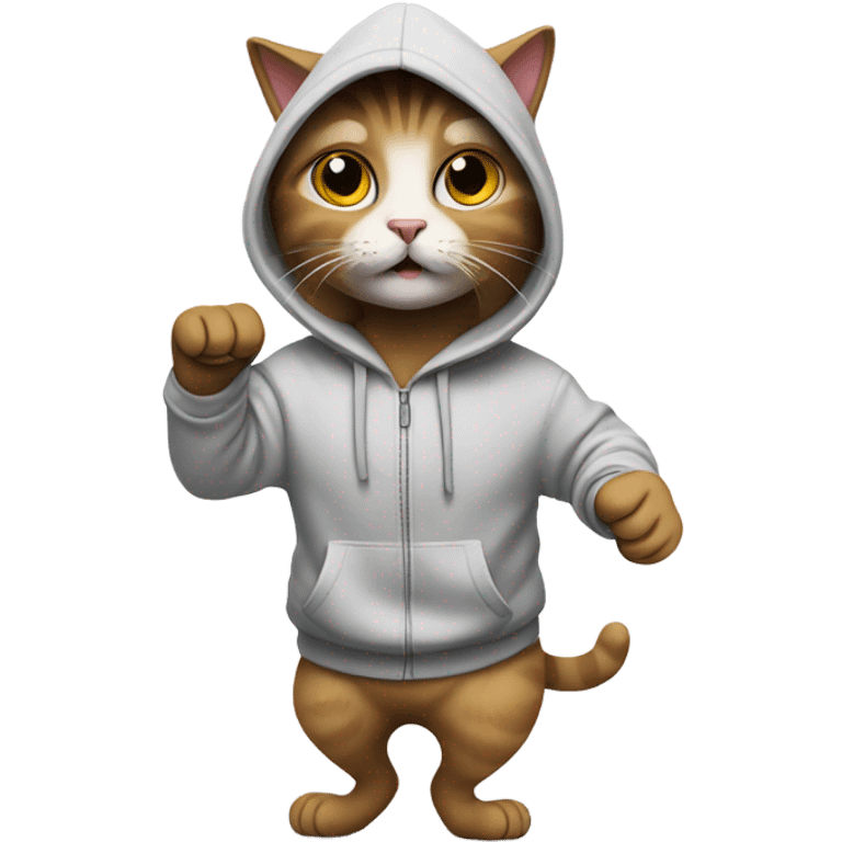 Cat in hoodie dancing emoji