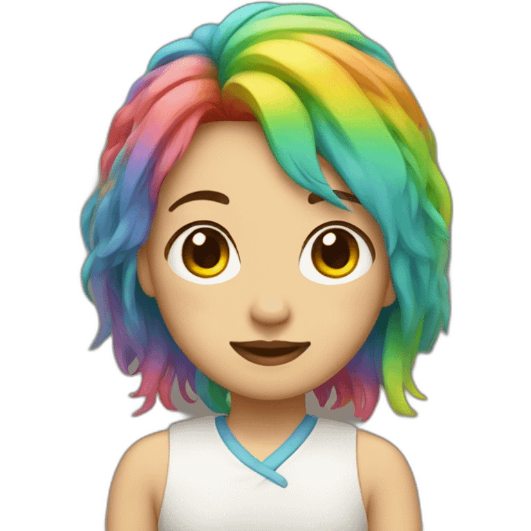 Chinese with rainbow hair emoji